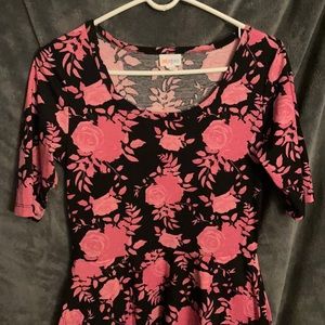 LuLaRoe Dress Black with Pink Roses